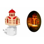 Κεραμικό Φωτιζόμενο Εκκλησάκι LED με Κόκκινο Τρούλο